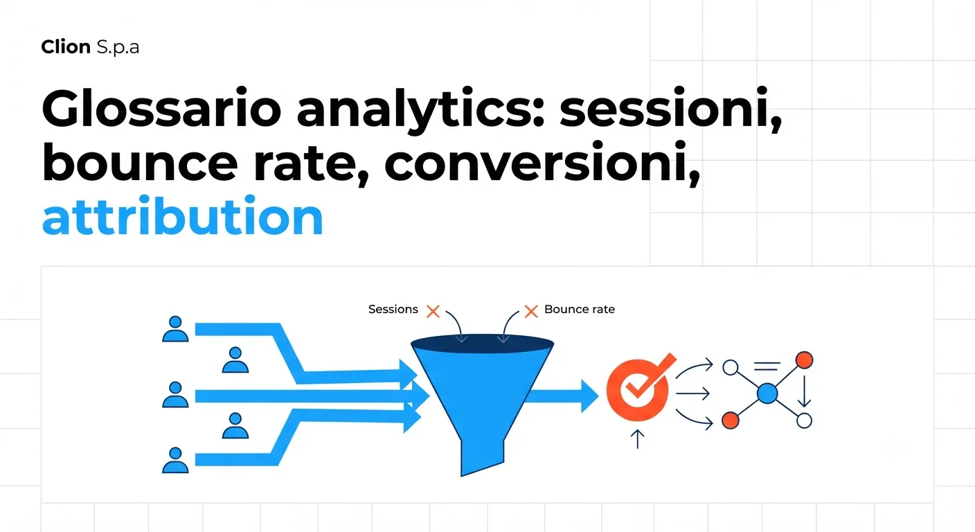 Glossario analytics: sessioni, bounce rate, conversioni, attribution